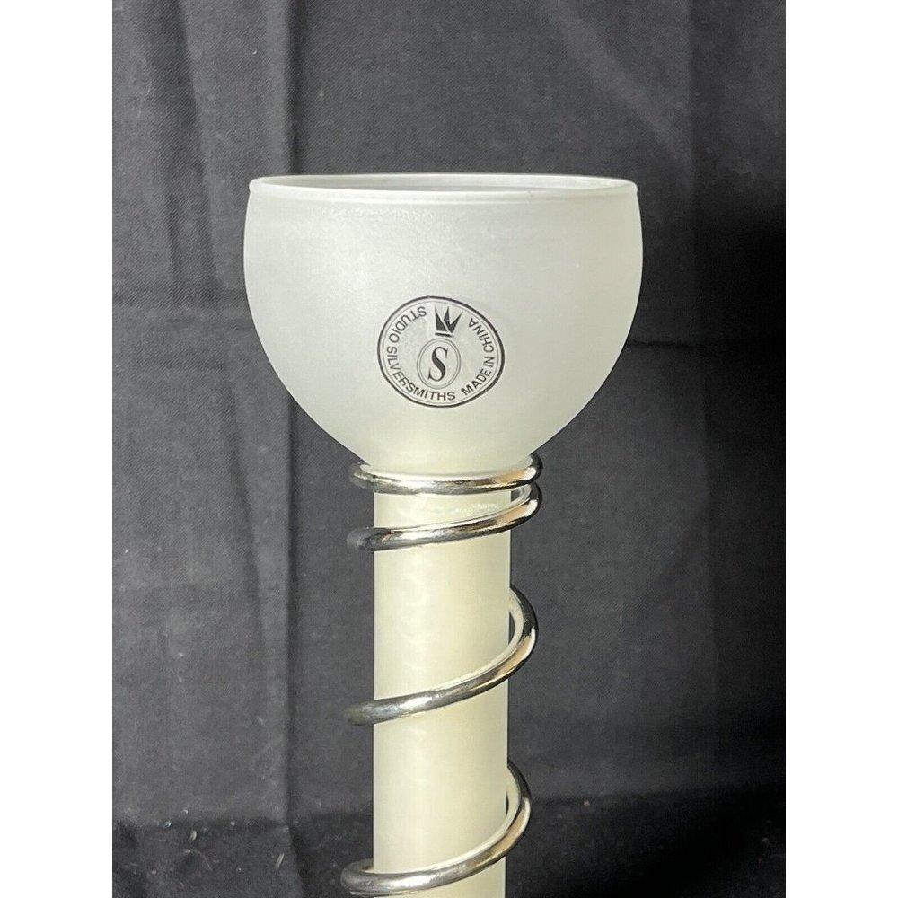 Studio Silversmiths Unity Candle Glass with silver plated stand white candle 6”